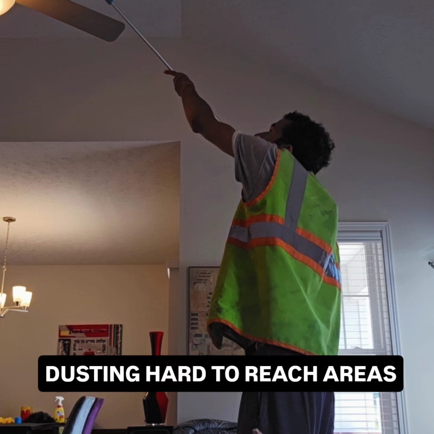 Dusting hard to reach area